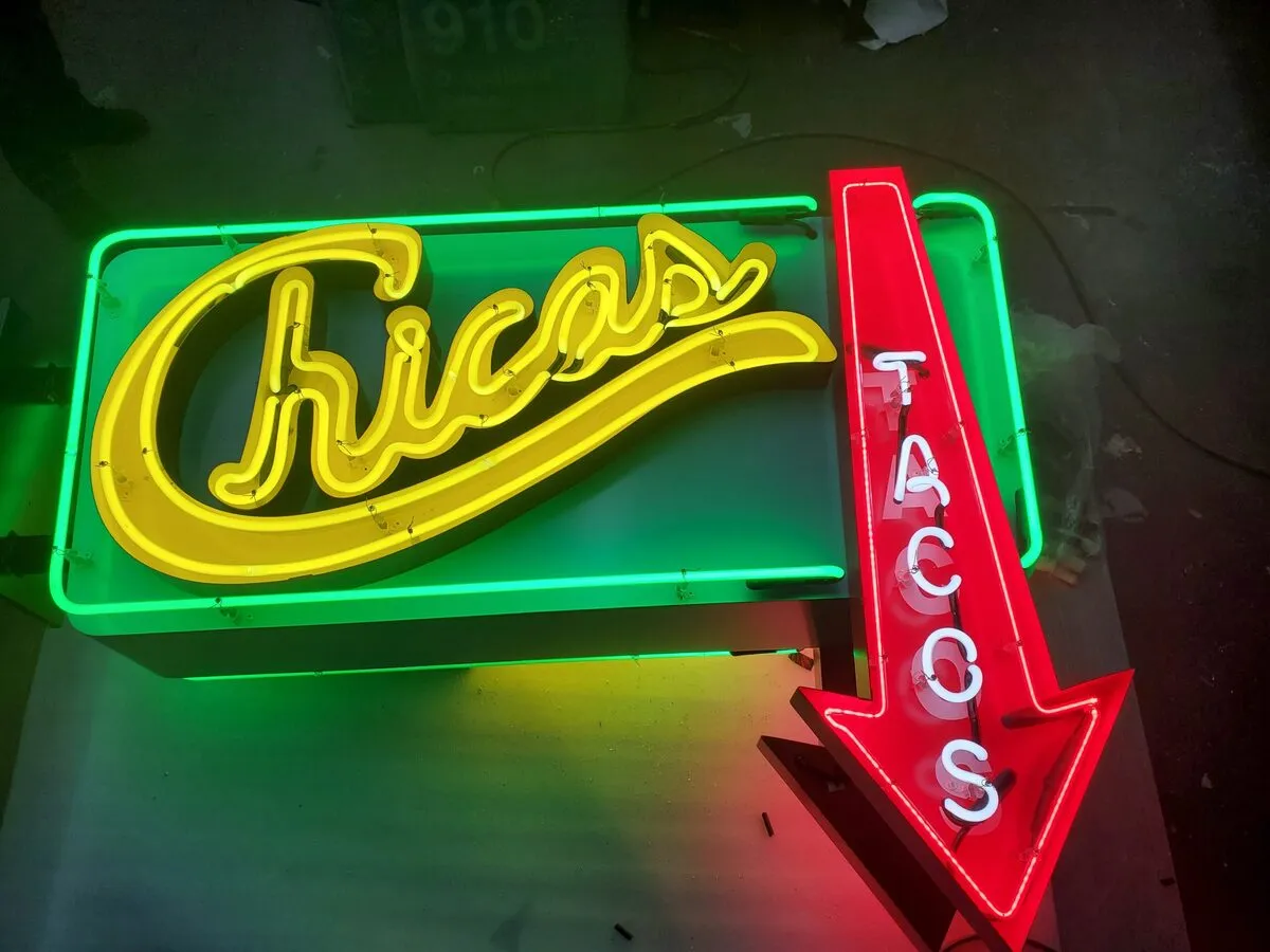 Chicas Tacos restaurant channel letter sign