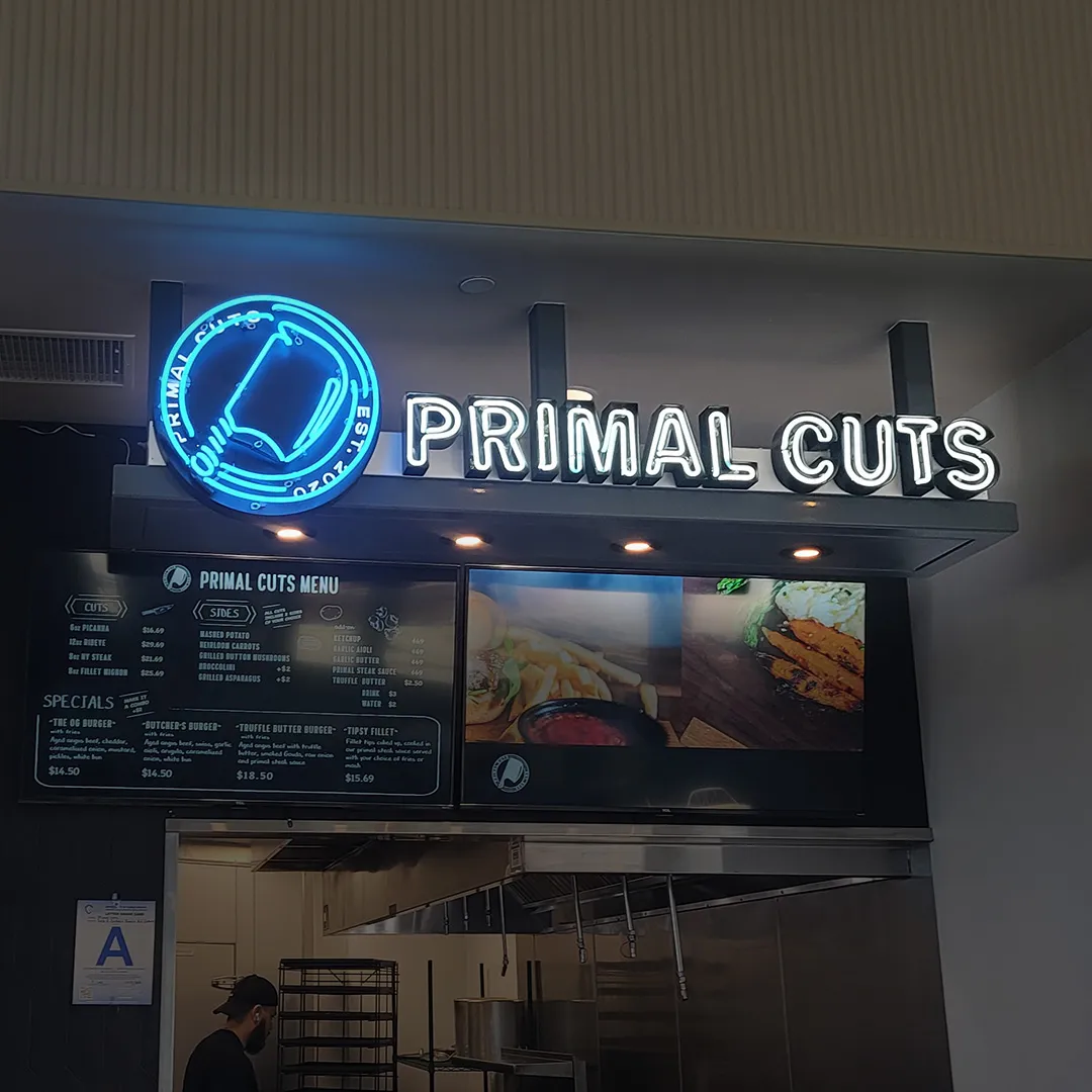 Primal Cuts butcher shop channel letter sign