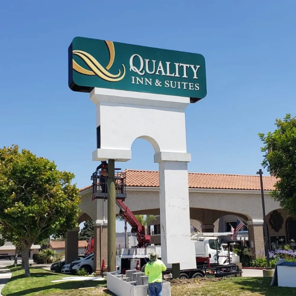 Quality Inn pole sign replacement with LED upgrade